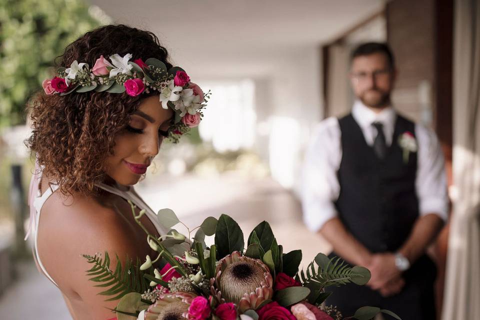 Tropical bridal bq, hair piece