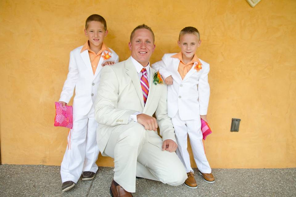 Groom with the kids at the wedding