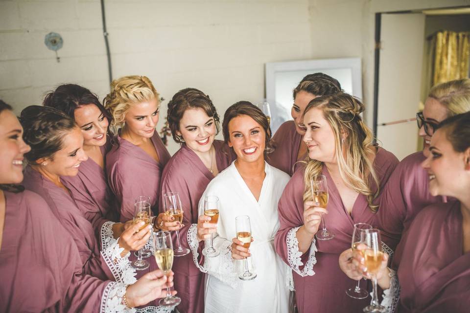 Bride and bridesmaids