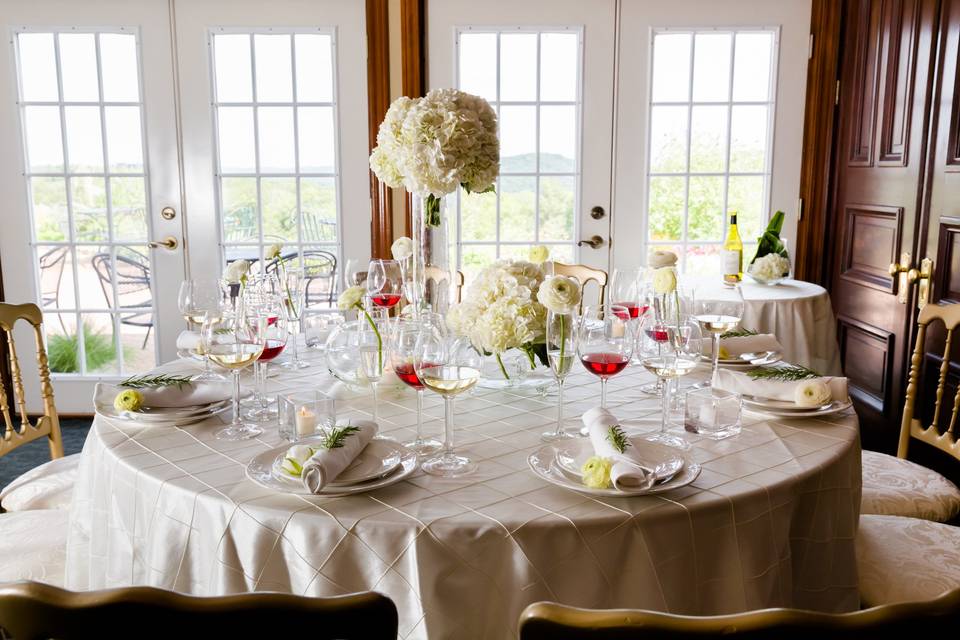 Table setup with centerpiece