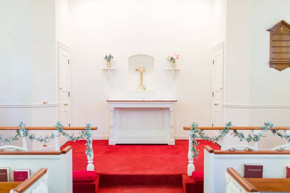 Chapel wedding setup