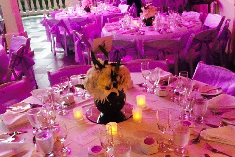 Table setting and centerpiece