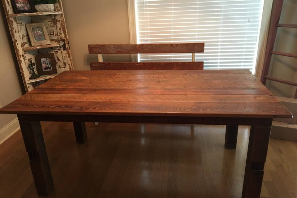 Handmade old cypress table $200 rental fee