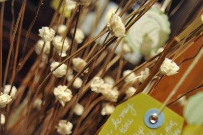 Guests hung words of wisdom and well wishes on the wishing tree.