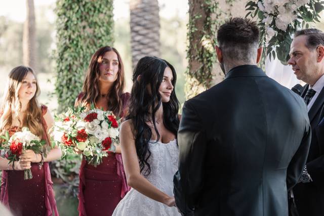 Bride and groom sharing vows