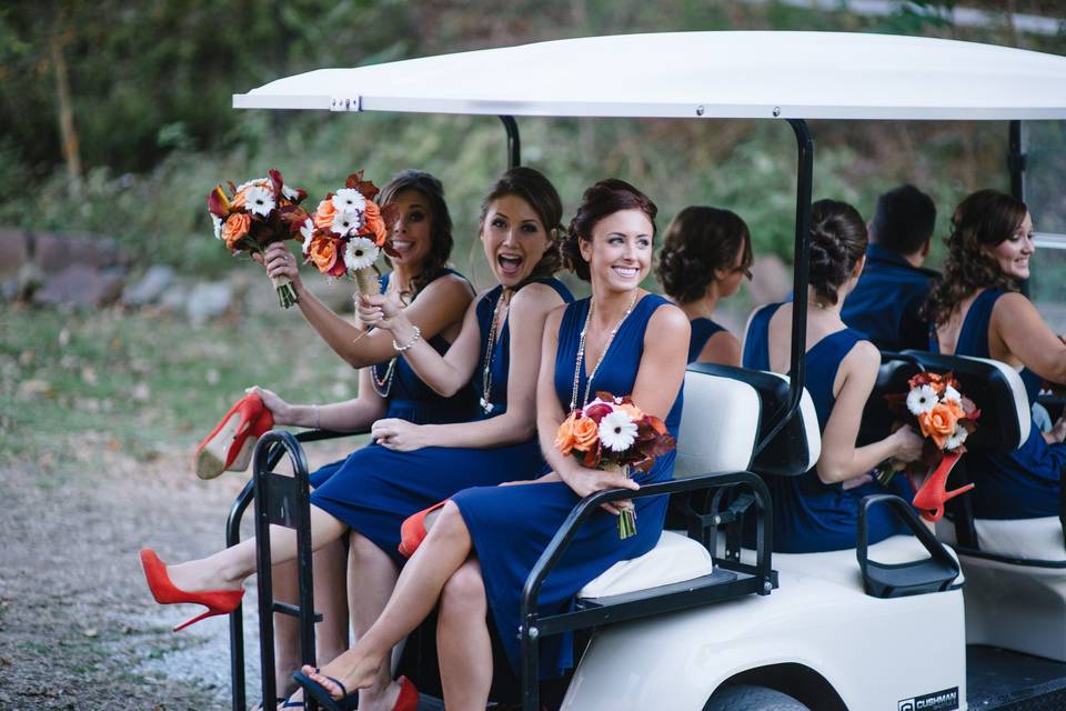 Bride with her bridesmaids