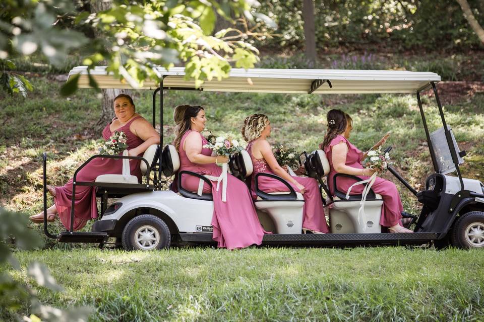 Golf cart ride to ceremony