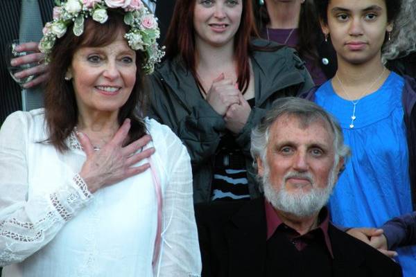 Bride and groom with their guests