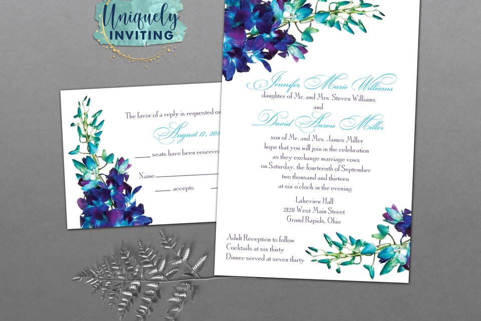 Blue Orchid Invitations