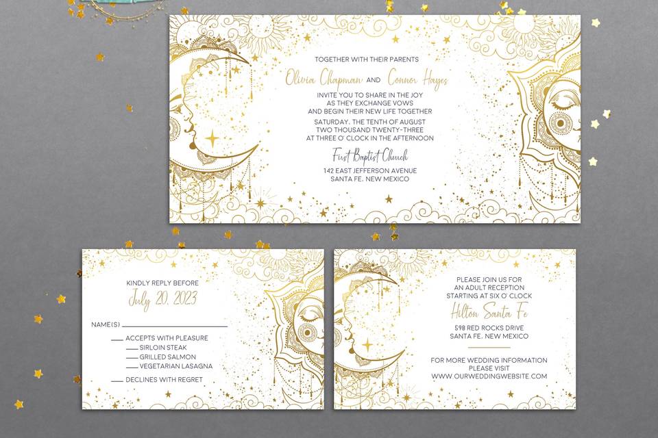 Boho Celestial Invitations