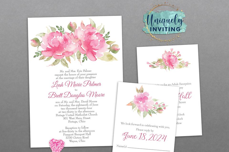 Watercolor Bouquet Invitations