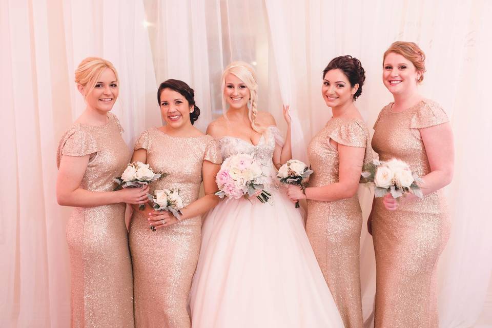 Bride and her bridesmaids