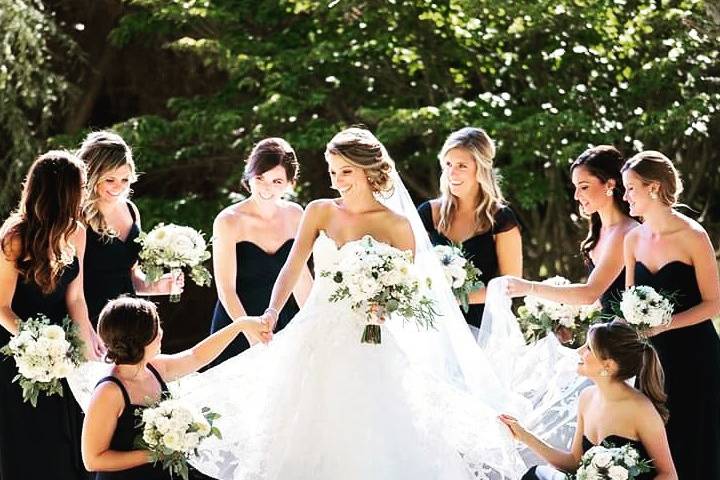 Bride and her bridesmaids