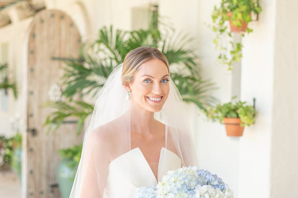 Bride smiles on her big day