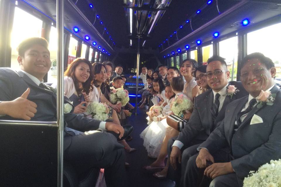 Wedding Party in 35 passengers Party Bus