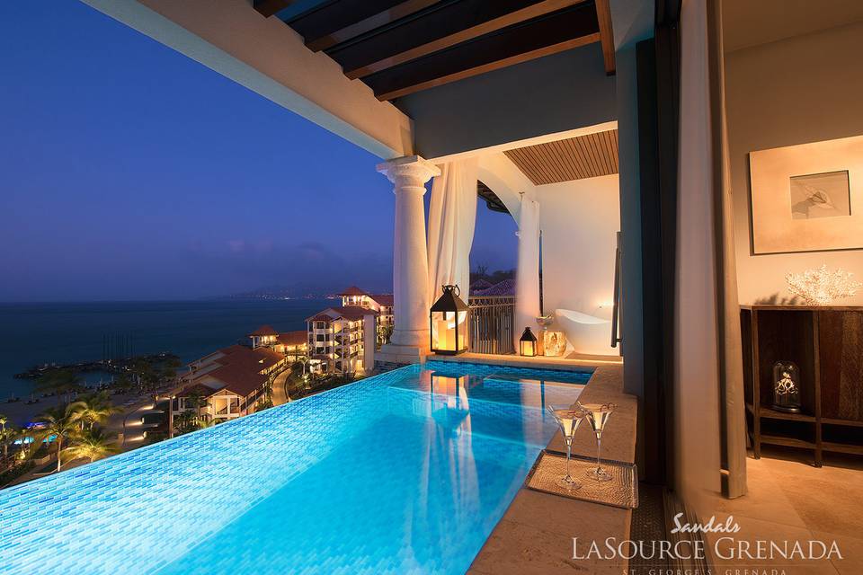 Sandals LaSource in Grenada and their AMAZINGLY romantic Sky View Pools.