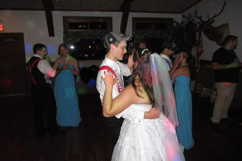 Bridal party dancing