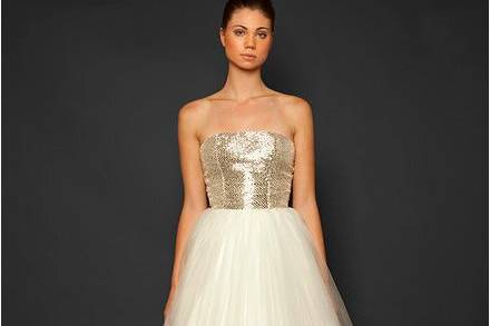 Style: Lumiere
Strapless ball gown with fully beaded Swarovski crystal bodice