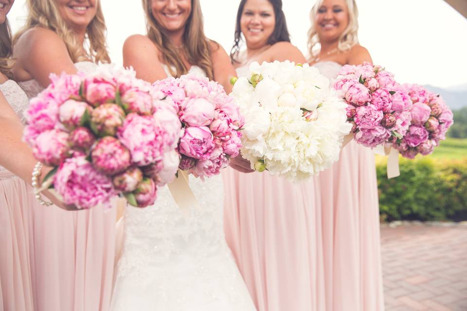 Bride and her bridesmaids