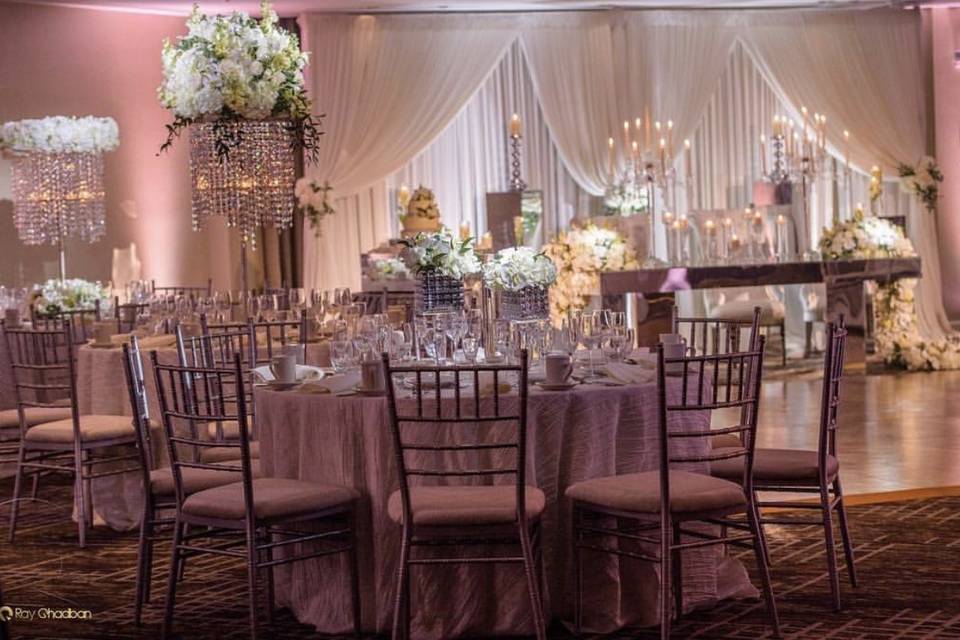 Table setup with centerpiece