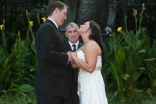 Couple with the officiant