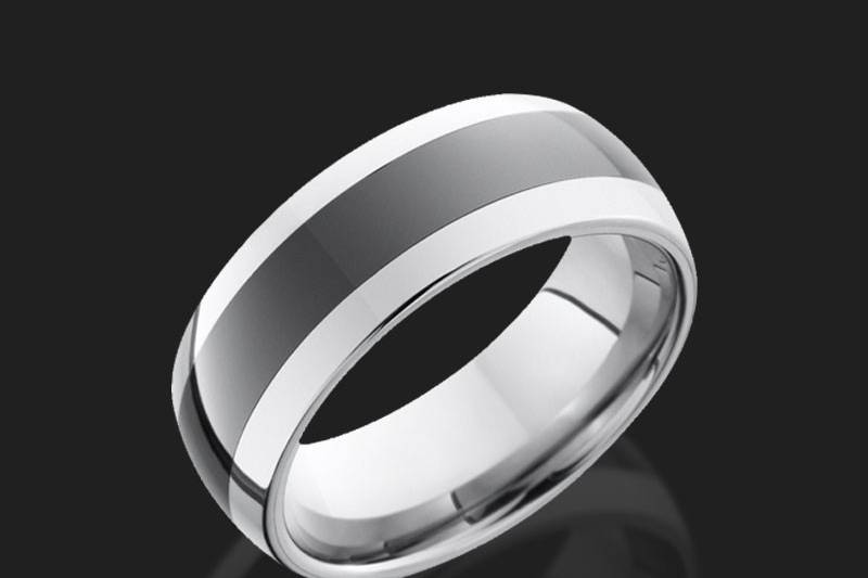 Silver and black wedding band