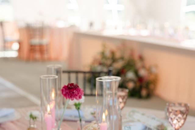 Blush linens available for ren