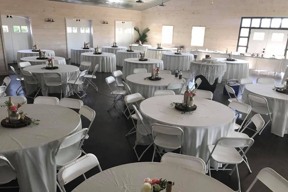 Table setup with flower centerpiece