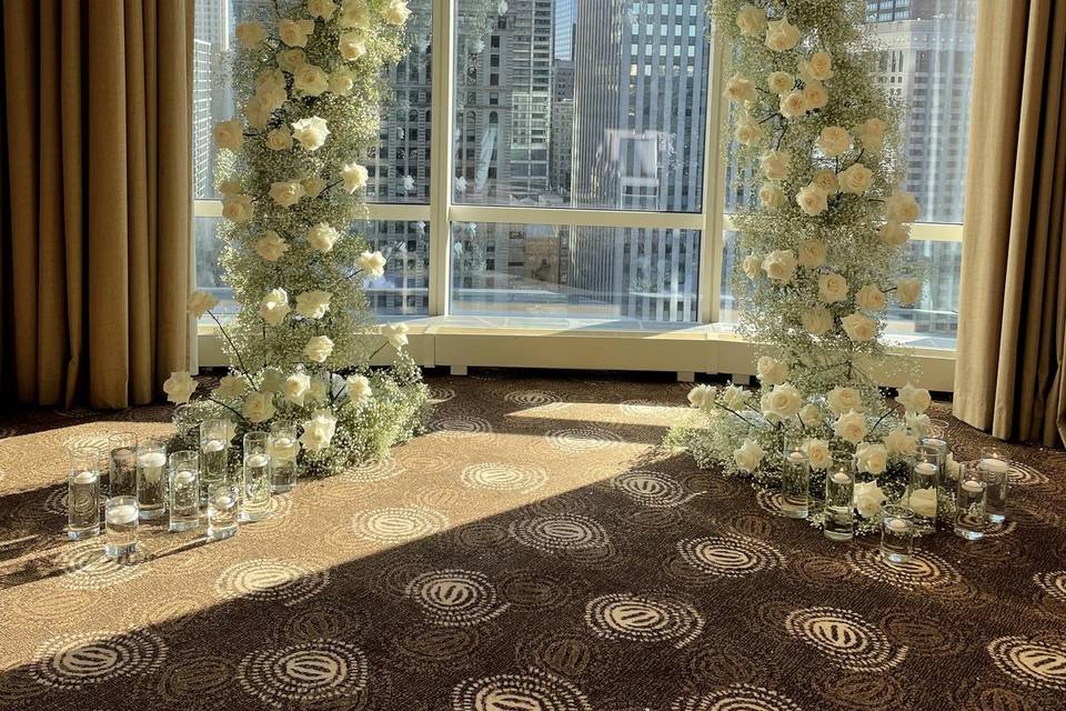 Baby's Breath + Roses Arch