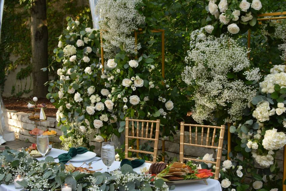 White + Green Wedding