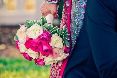 The bride holding her bouquet