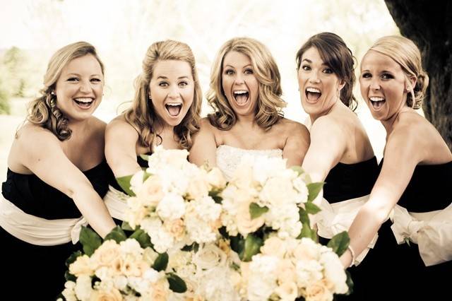 The bride with her bridesmaids