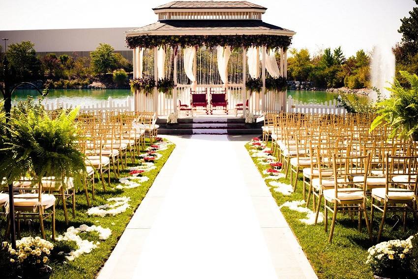 Outdoor wedding setup