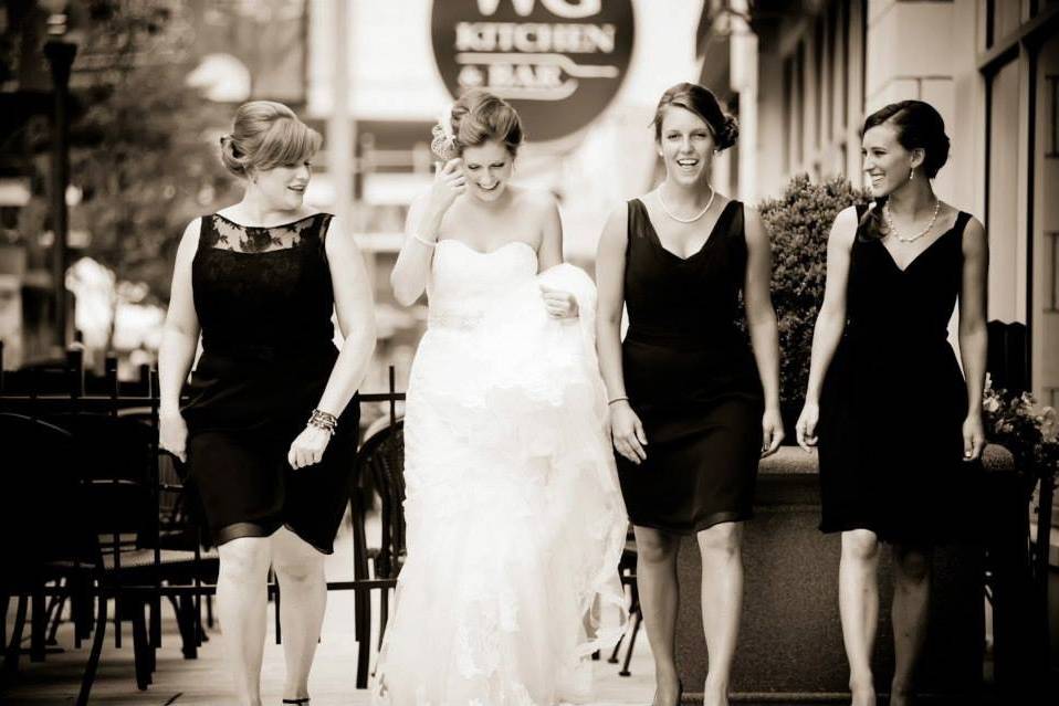 The bride with her bridesmaids