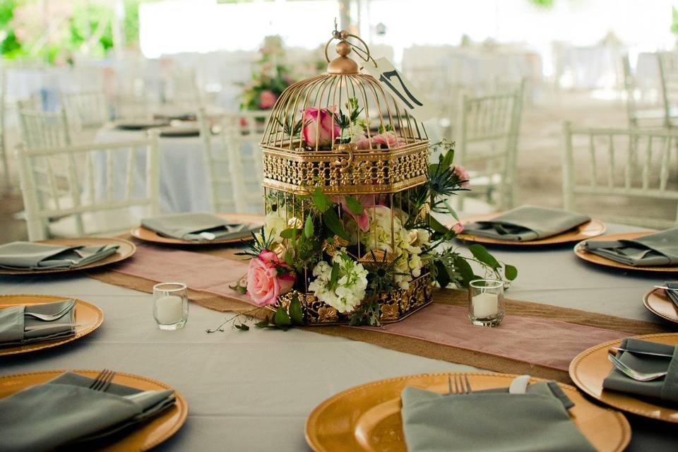 Table setup with centerpiece