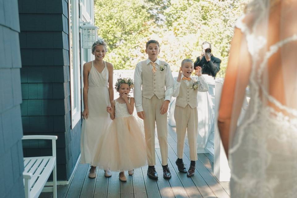 First Look With Brides Kids