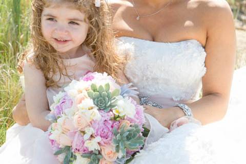 Bride and flower girl