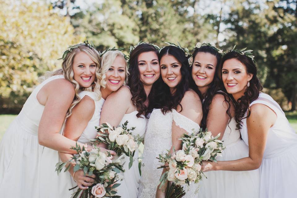 Bride and bridesmaids