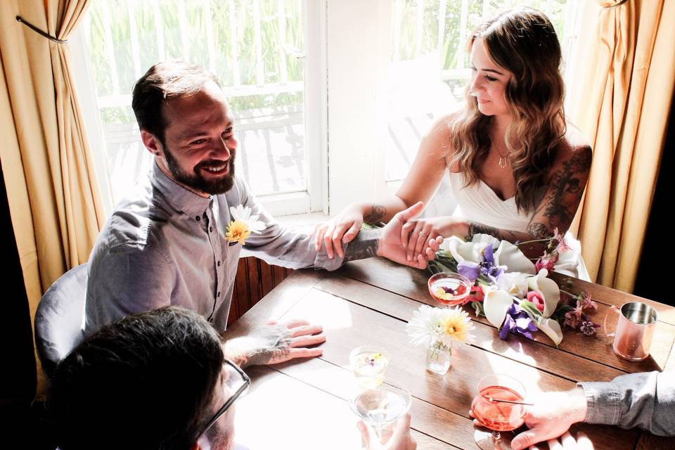 Newlyweds at their reception