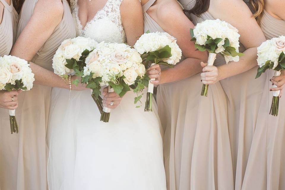 Bridesmaids and flowers