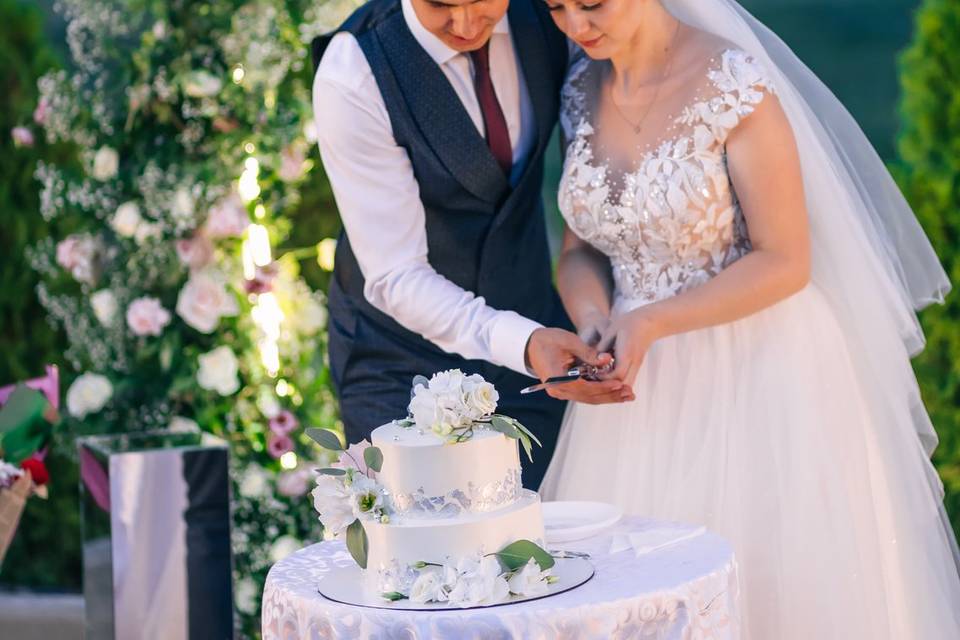Cutting cake