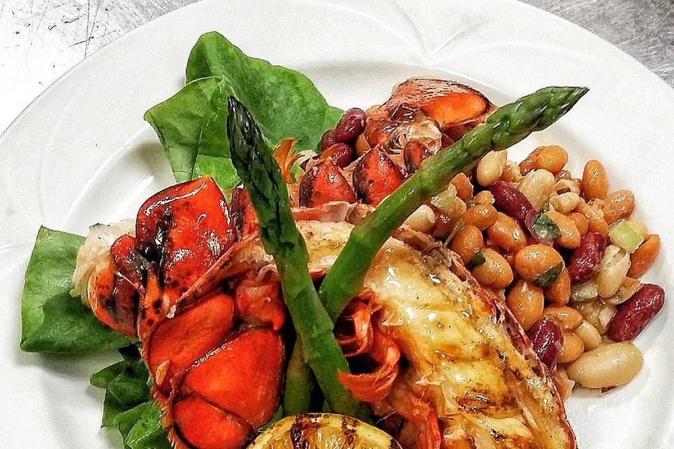 Triple bean salad lobster tail