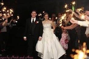 Newlywed couple sparkler exit