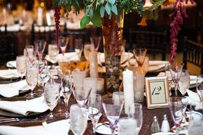 Table setup with centerpiece