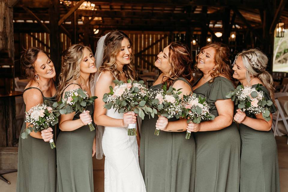 Bridal Party in the Barn