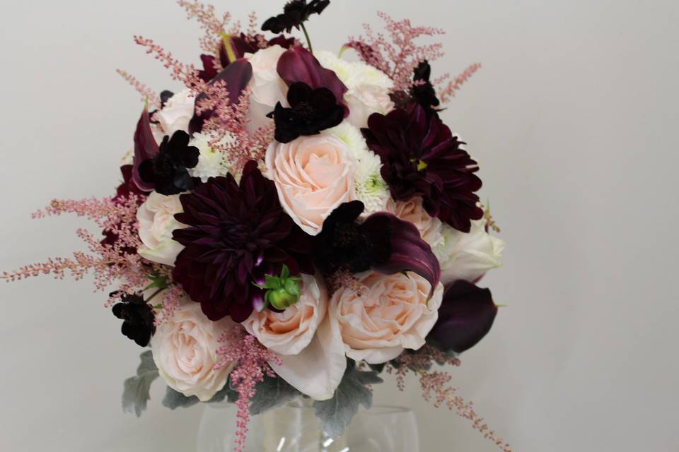 Pink and burgundy flowers