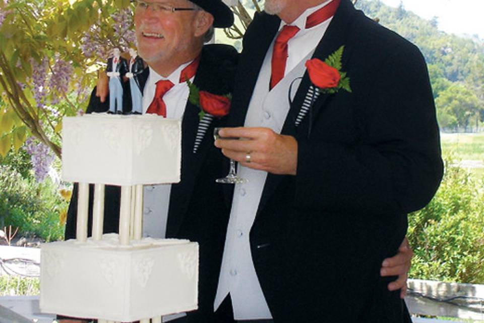 Newlyweds and their cake