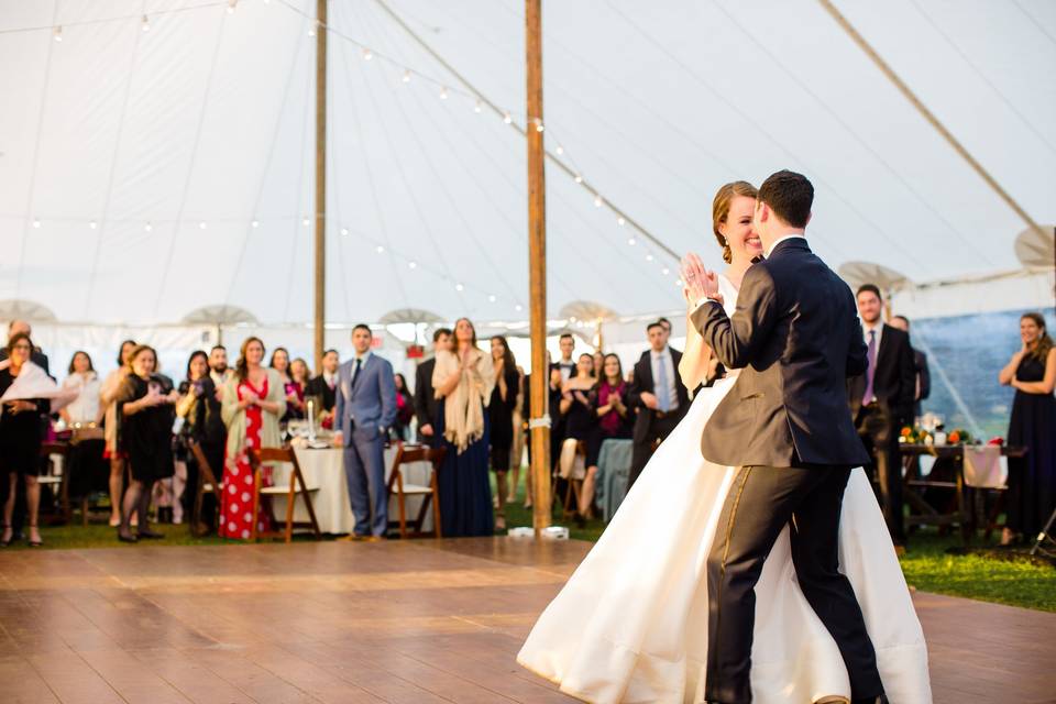 Dance floor under the tent