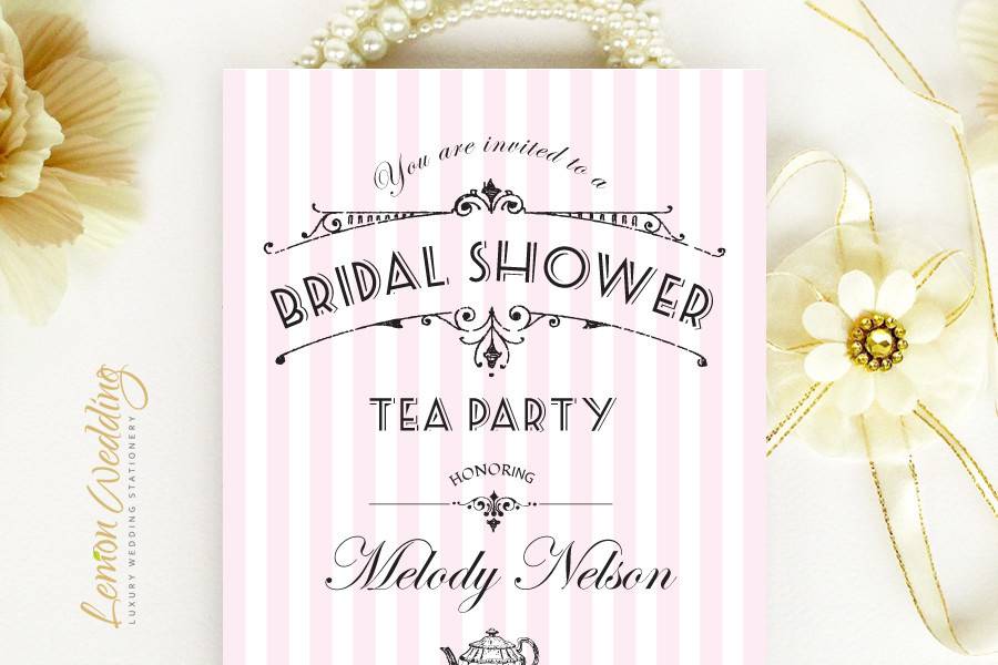 Tea party bridal shower invitation