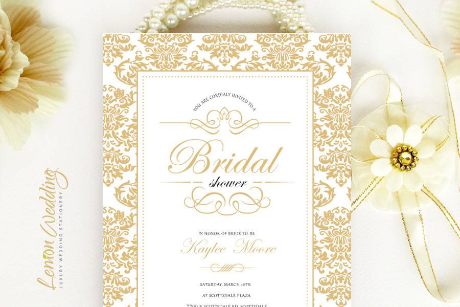 Damask border Bridal Shower invitation